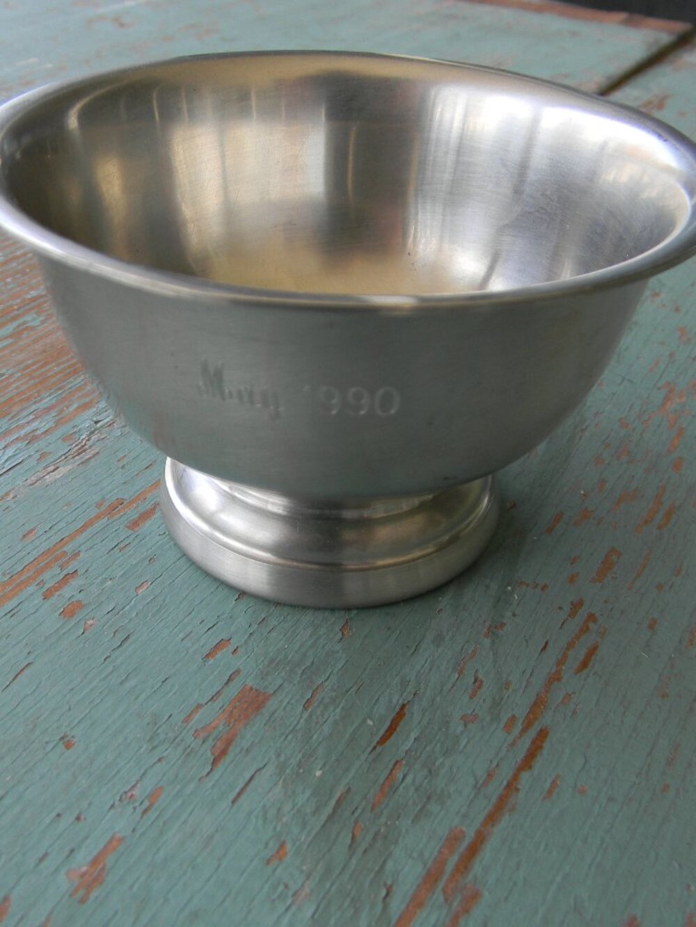 Vintage Preisner Pewter Round Bowl Number 2004 2.5"TALL BY 4"ROUND ENGRAVED